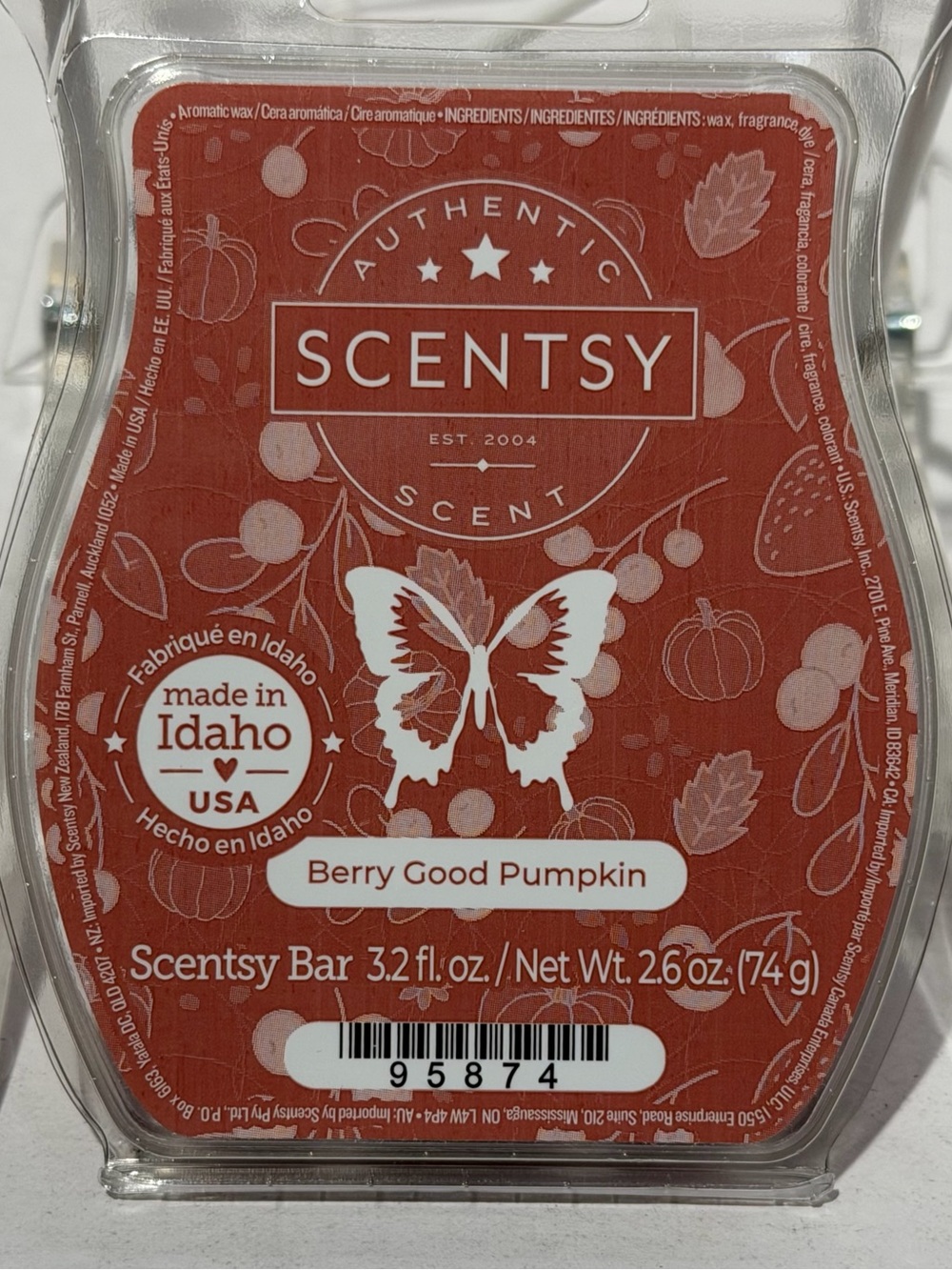 Scentsy Wax Bar Melts Berry Good Pumpkin Scent (3.2 fl. oz.) Retired NEW